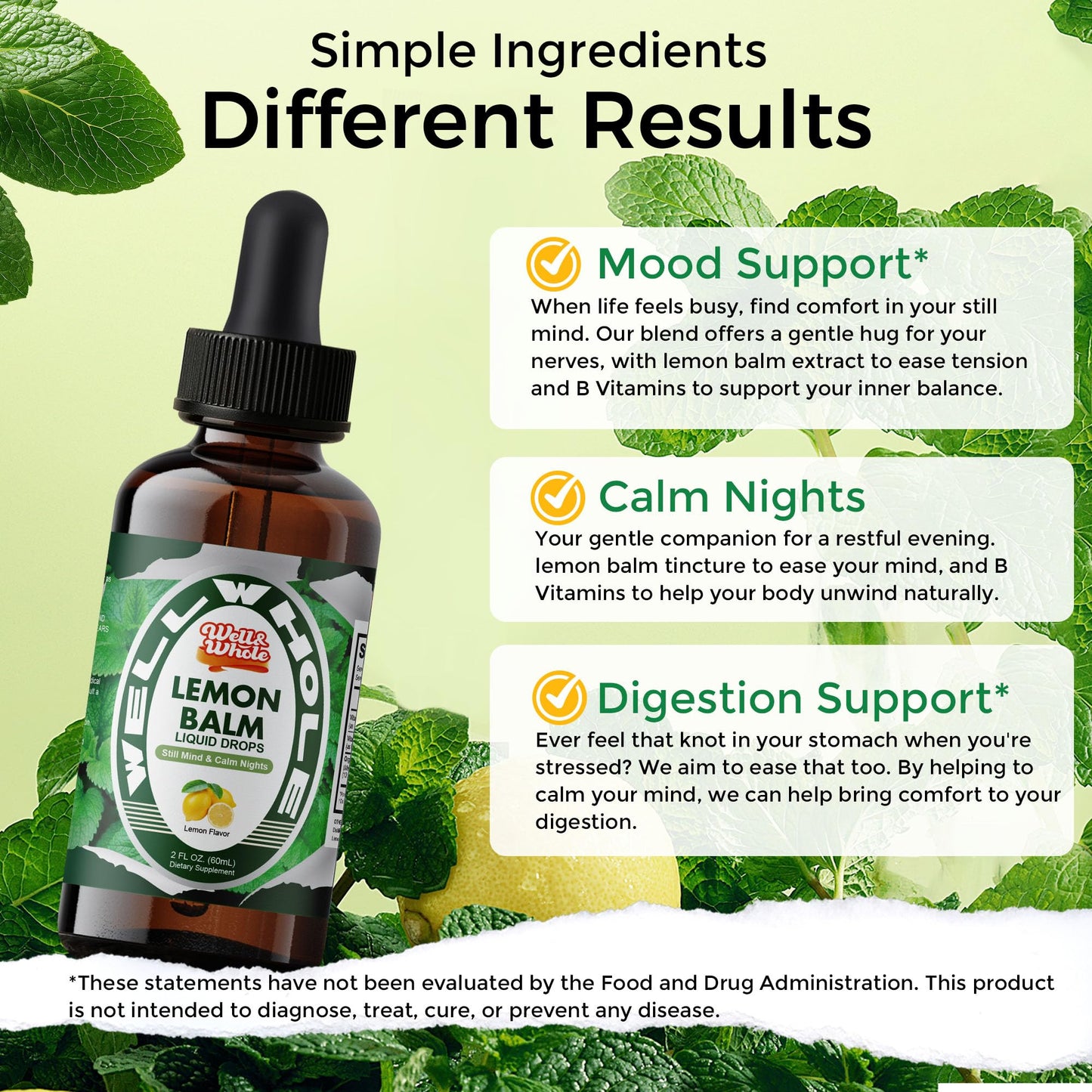 Organic Lemon Balm Tincture for Relaxation & Mood Balance – Fast-Absorbing, Alcohol-Free (60 mL)