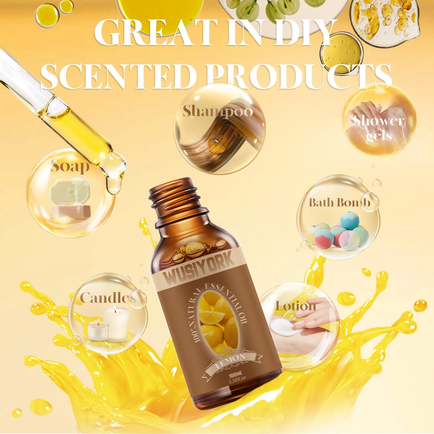 Wusiyork Lemon Essential Oil 100ML - 100% Pure and Natural Therapeutic Grade
