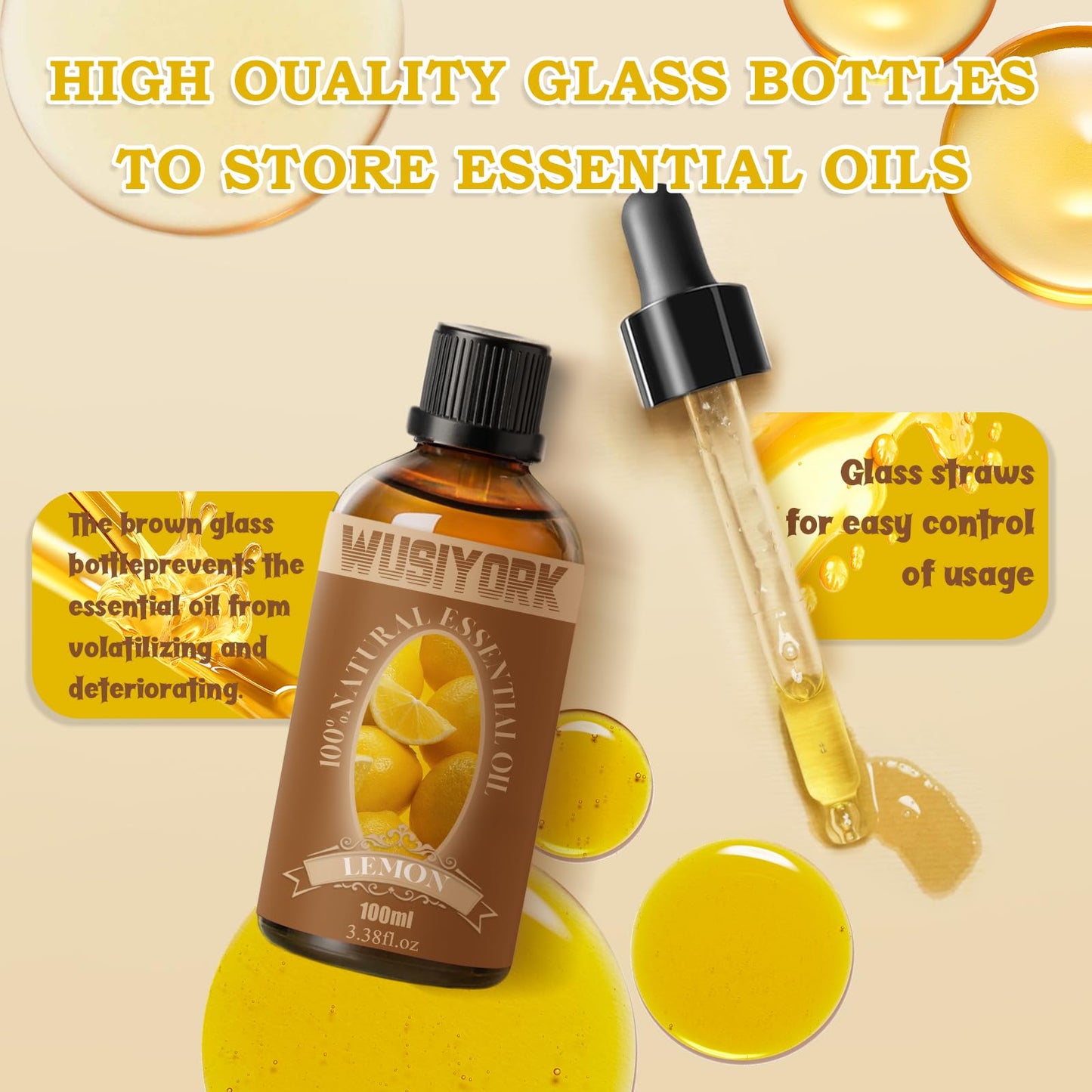 Wusiyork Lemon Essential Oil 100ML - 100% Pure and Natural Therapeutic Grade