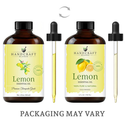 Handcraft Blends Lemon Essential Oil – 4 oz, 100% Pure & Natural | Premium Grade for Diffuser, Aromatherapy, Skin, Massage, Candle & Soap
