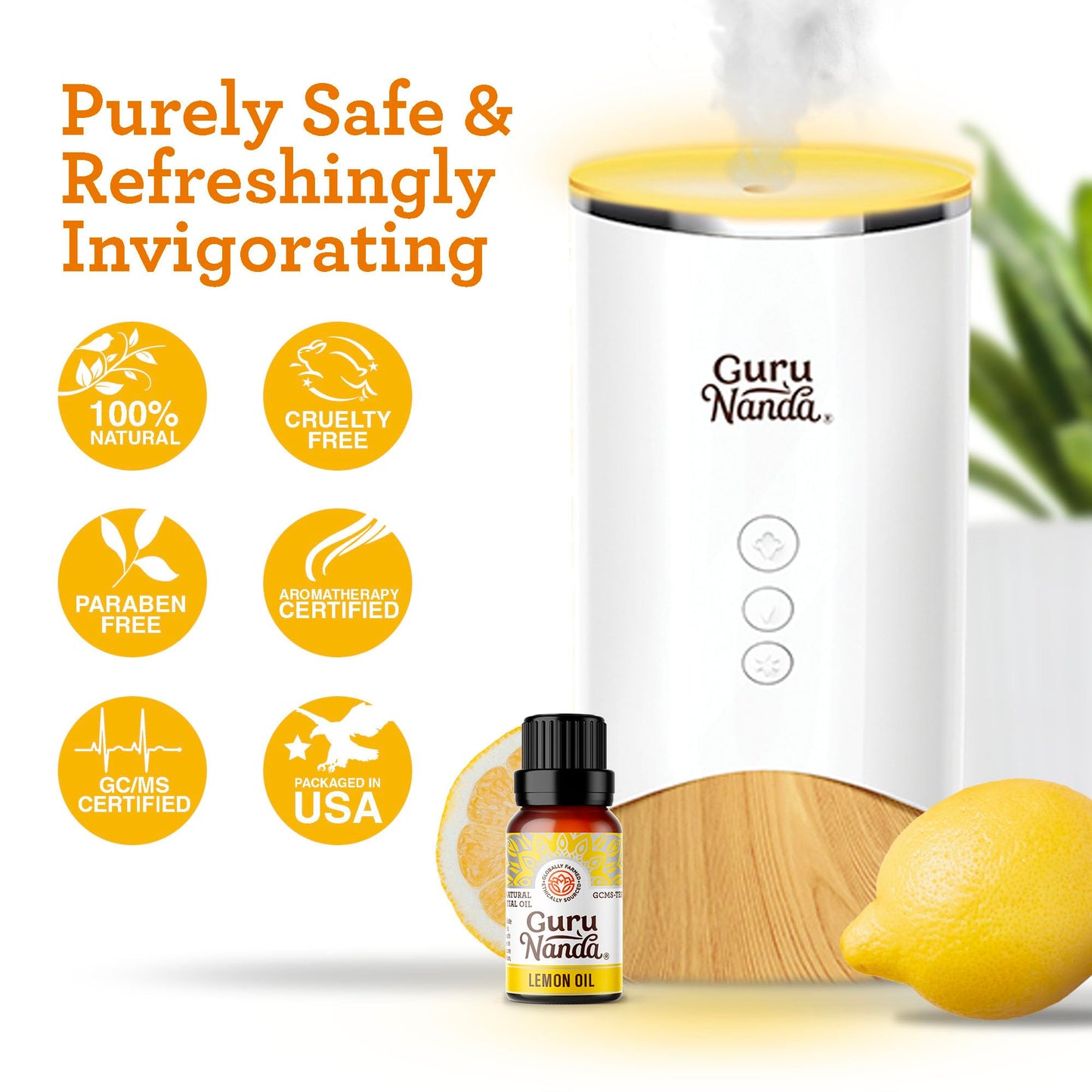GuruNanda Lemon Essential Oil - 100% Pure, Undiluted Citrus Aroma (2x0.5 oz)