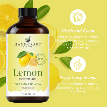 Handcraft Blends Lemon Essential Oil – 1 Fl Oz – 100% Pure & Natural