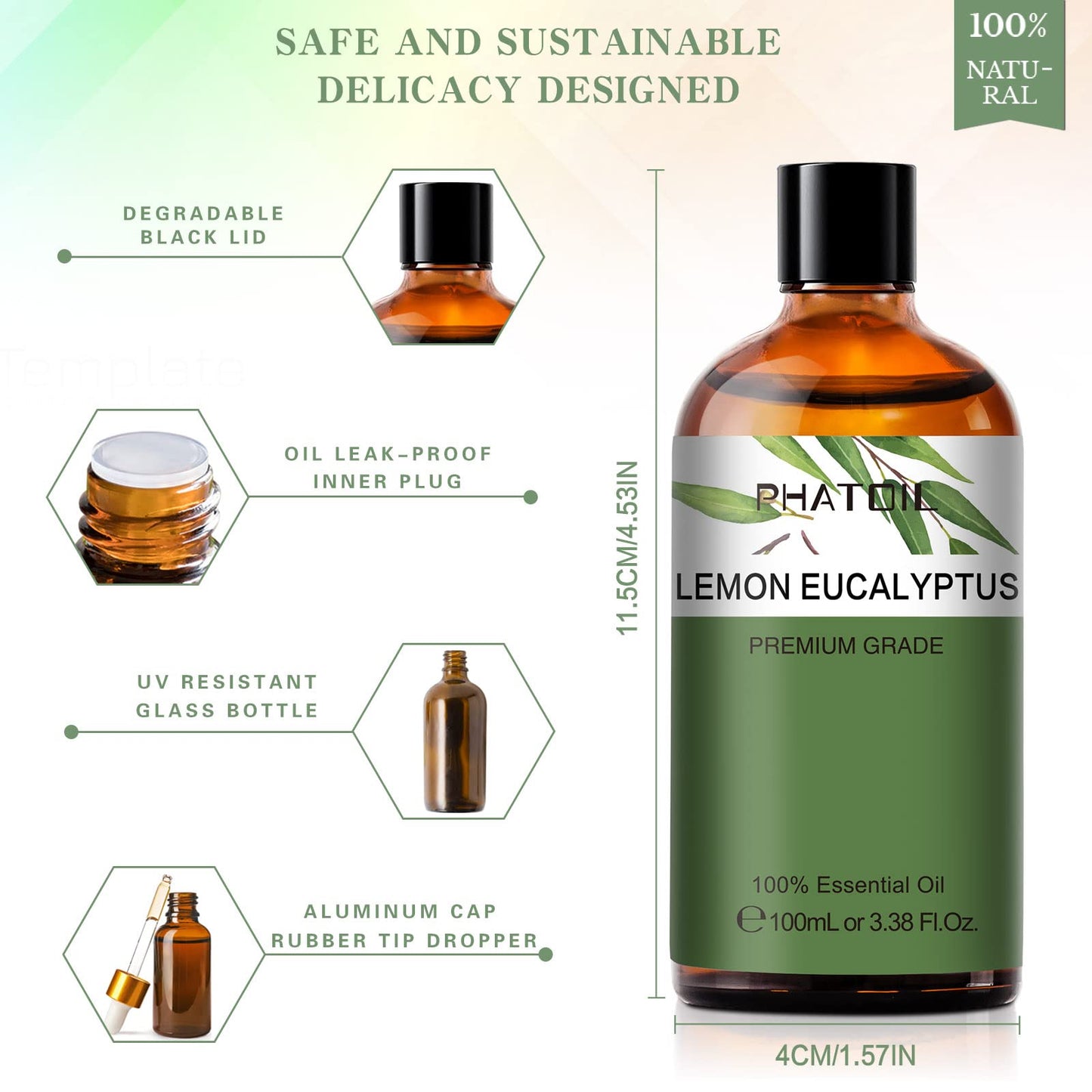 Lemon Eucalyptus Essential Oil 100ml | PHATOIL Aromatherapy for Diffusers, Soap & Candles