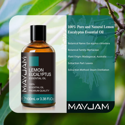 Lemon Eucalyptus Essential Oil – MAYJAM 100ml Amber Glass Bottle with Premium Dropper