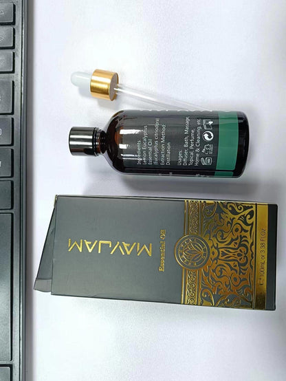 Lemon Eucalyptus Essential Oil – MAYJAM 100ml Amber Glass Bottle with Premium Dropper