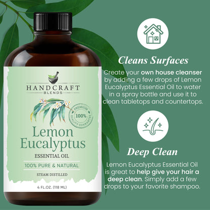 Handcraft Blends Lemon Eucalyptus Essential Oil – 4 Fl Oz – 100% Pure & Natural