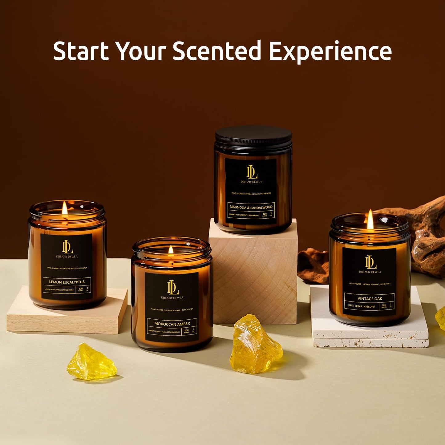 Lemon Eucalyptus Soy Candles 7oz • 50-Hour Burn Time • Home Scent & Gift
