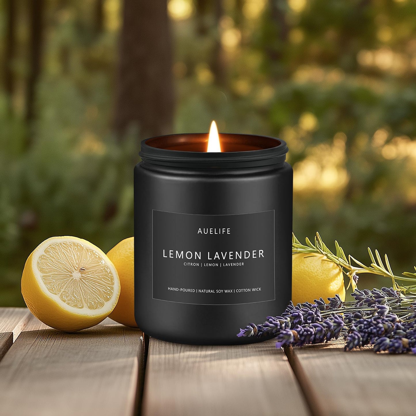 Lemon Lavender Candle – Soy Wax Scented Candle for Home, 7oz, 50 Hours Burn Time