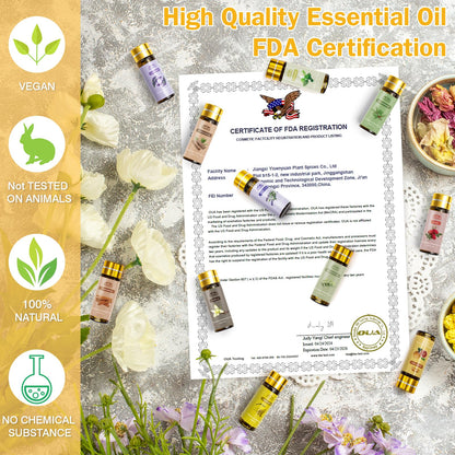 Pure Essential Oils for Diffusers – 20 Scents, 5 mL Bottles (Tea Tree, Lavender, Lemon, Peppermint, Eucalyptus, Cinnamon, Rose) for Home, Skin, Candle and Soap Making