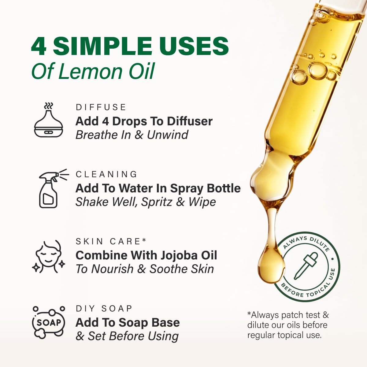 KUKKA Lemon Essential Oils - 4 Fl Oz - for Hair, Skin, Diffuser, Aromatherapy & DIY Soap Making Scent
