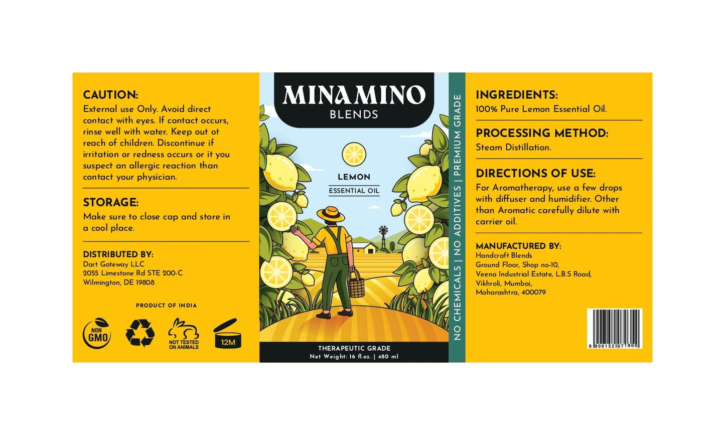 16 oz Lemon Essential Oil – 100% Pure & Natural | Minamino Blends