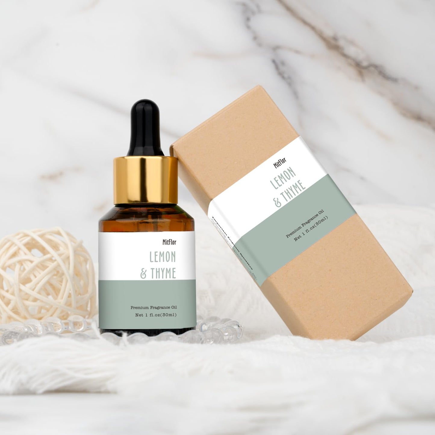 Lemon & Thyme Fragrance Oil 30ml | MitFlor Premium Grade for Soap, Candle & Home Diffuser
