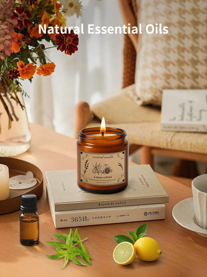 Scented Candles for Home - 16oz Lemon Verbena Soy Wax Candle with 100 Hour Burn