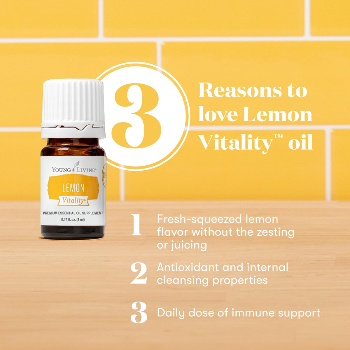 Young Living Vitality Lemon Essential Oil 5ml – 100% Pure Citrus for Cooking & Beverages