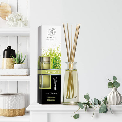 Lemongrass Oil Diffuser - Scented Reed Diffuser - Alcohol Free - Gift Set - Best for Aromatherapy - Room Air Freshener