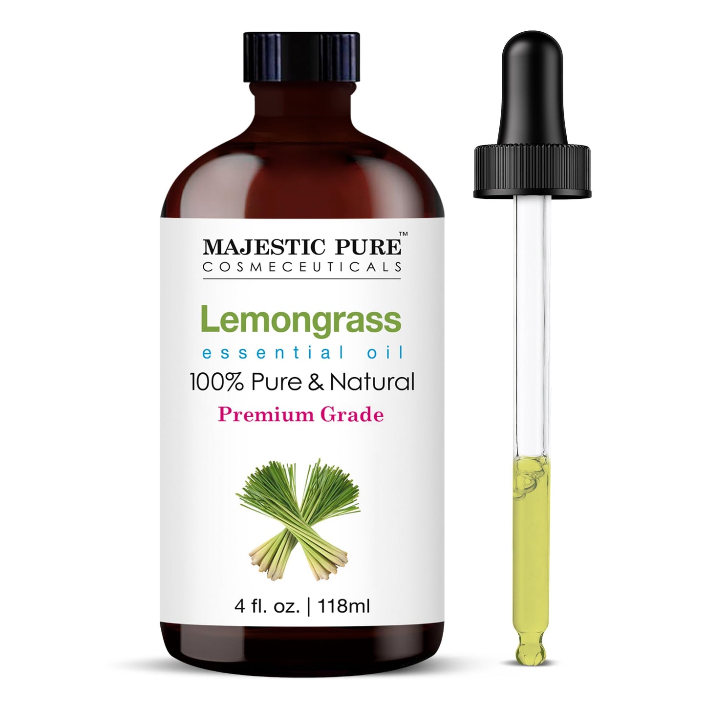 Majestic Pure Lemongrass Essential Oil – 100% Pure & Natural, 4 Fl Oz