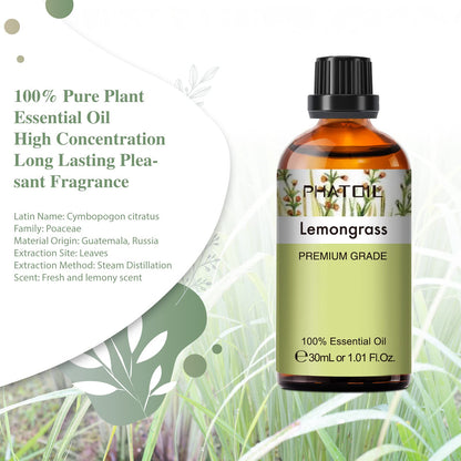 Lemongrass Essential Oil 30ml | PHATOIL - Long-Lasting Aromatherapy for Diffusers, DIY Soap & Candles