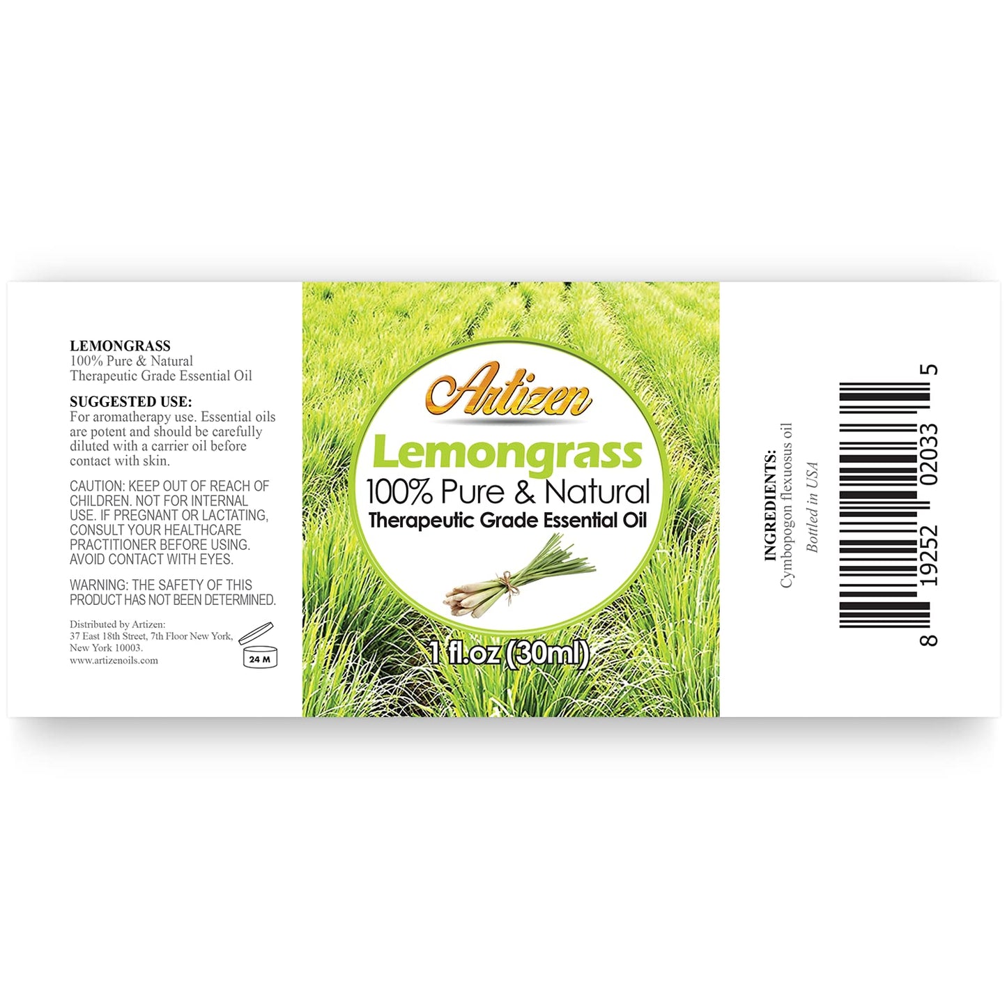 Artizen Oils Lemongrass Essential Oil 30ml (1 fl oz) - Pure Lemongrass Oil