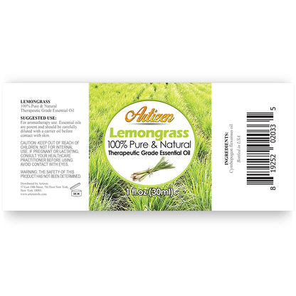 Artizen Oils Lemongrass Essential Oil 30ml (1 fl oz) - Pure Lemongrass Oil