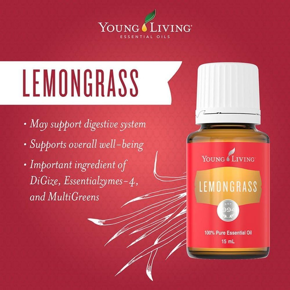 Lemongrass Essential Oil by Young Living – 15 mL | Topical & Aromatic