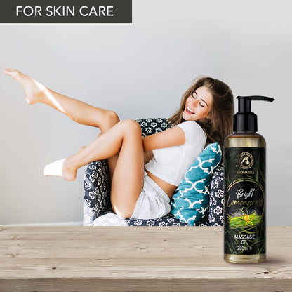 Lemongrass Massage Oil 200ml - Almond, Grapeseed & Wheat Germ - All Skin Types