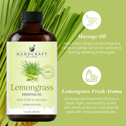 Lemongrass Essential Oil – Handcraft Blends | 1 Fl Oz, Pure & Natural