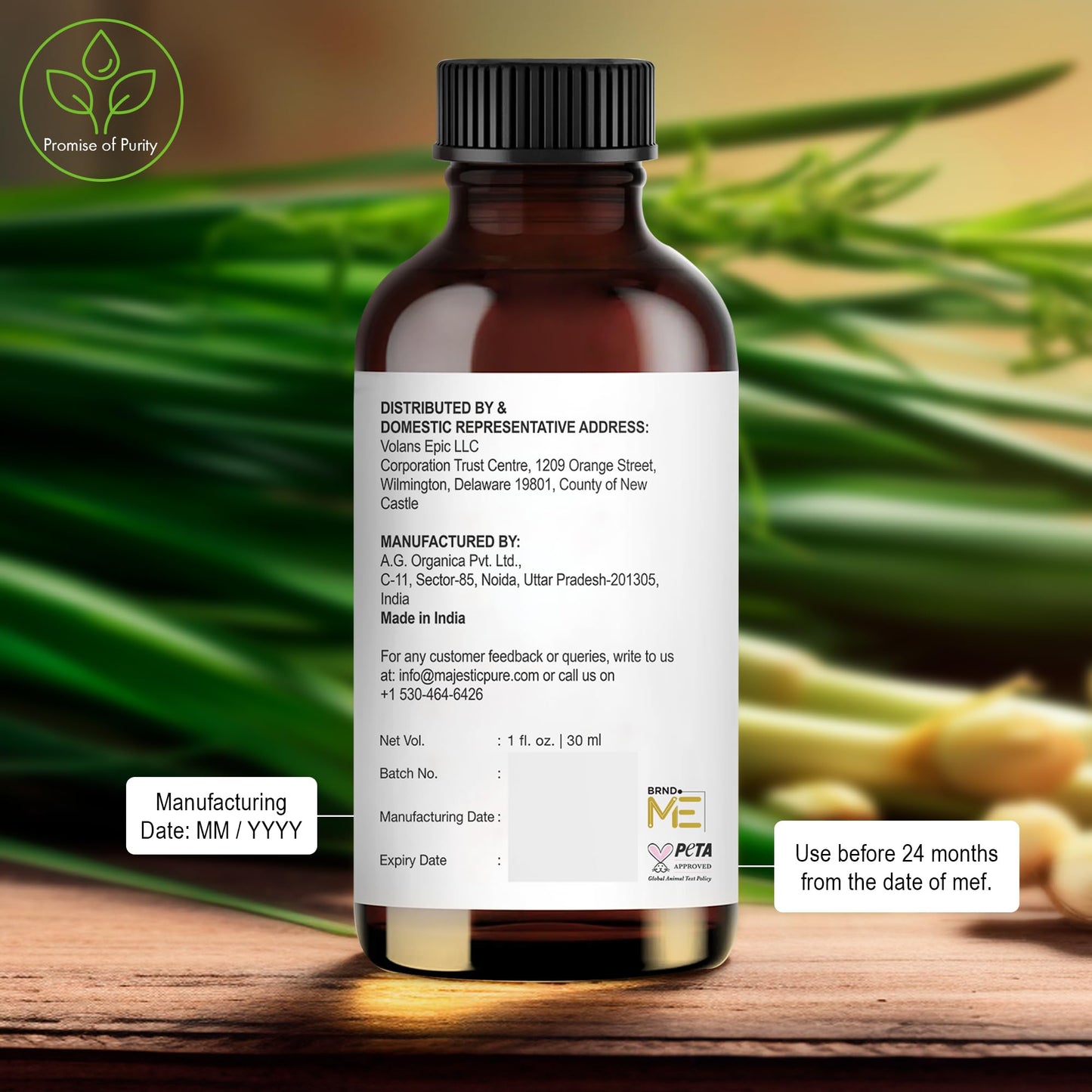 Majestic Pure Lemongrass Essential Oil – 100% Pure & Natural, 1 Fl Oz