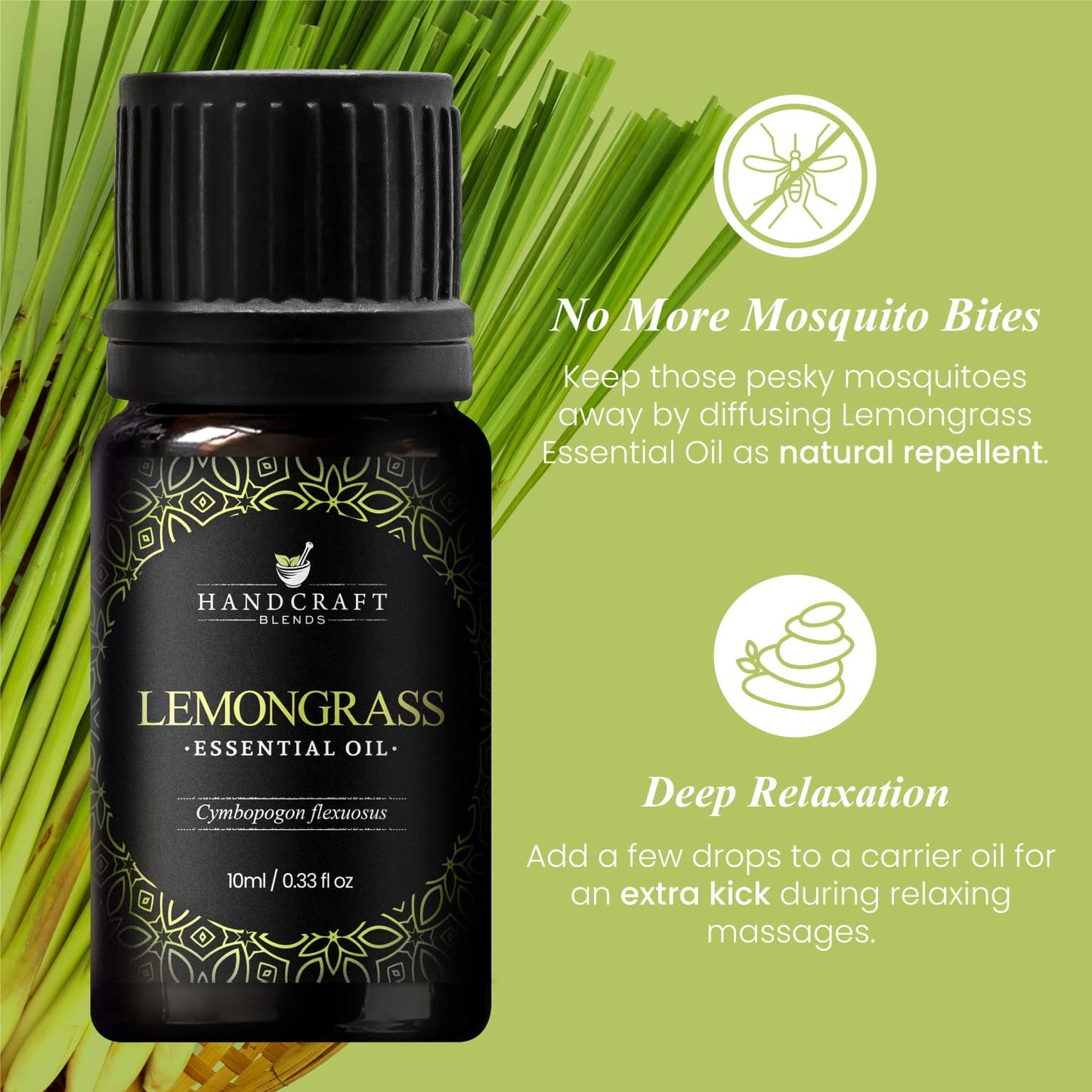Lemongrass Essential Oil – Handcraft Blends (0.33 oz x2) – 100% Pure & Natural