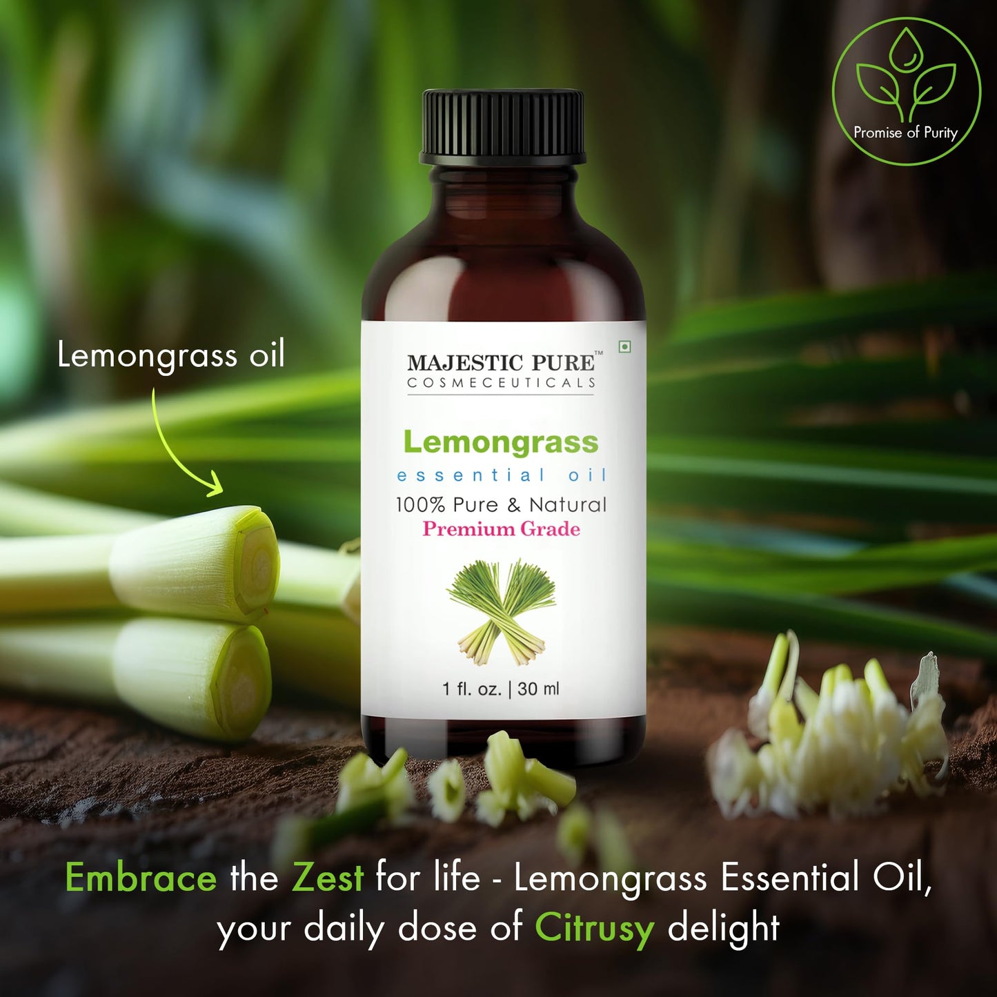 Majestic Pure Lemongrass Essential Oil – 100% Pure & Natural, 1 Fl Oz