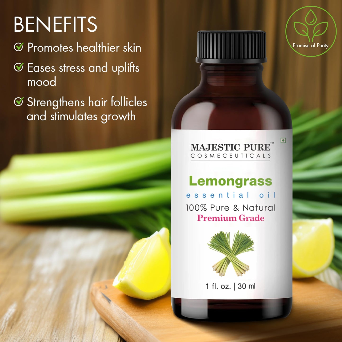 Majestic Pure Lemongrass Essential Oil – 100% Pure & Natural, 1 Fl Oz