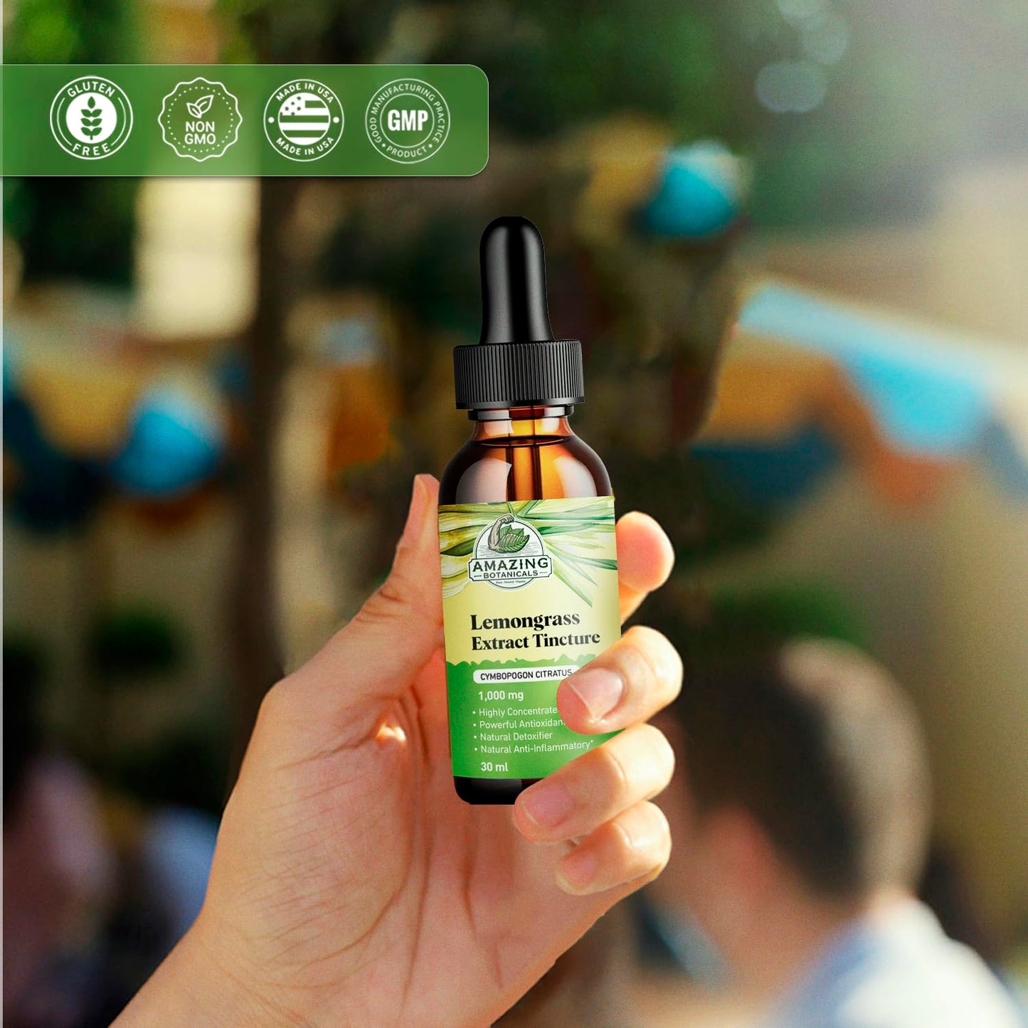 Amazing Botanicals Lemongrass Tincture – Organic Cymbopogon Citratus 30ml (1oz)