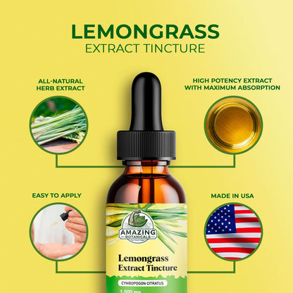Amazing Botanicals Lemongrass Tincture – Organic Cymbopogon Citratus 30ml (1oz)