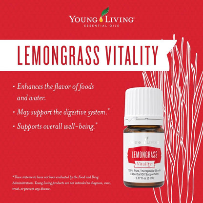 Young Living Lemongrass Vitality 5 ml | Culinary Flavoring & Digestive Support