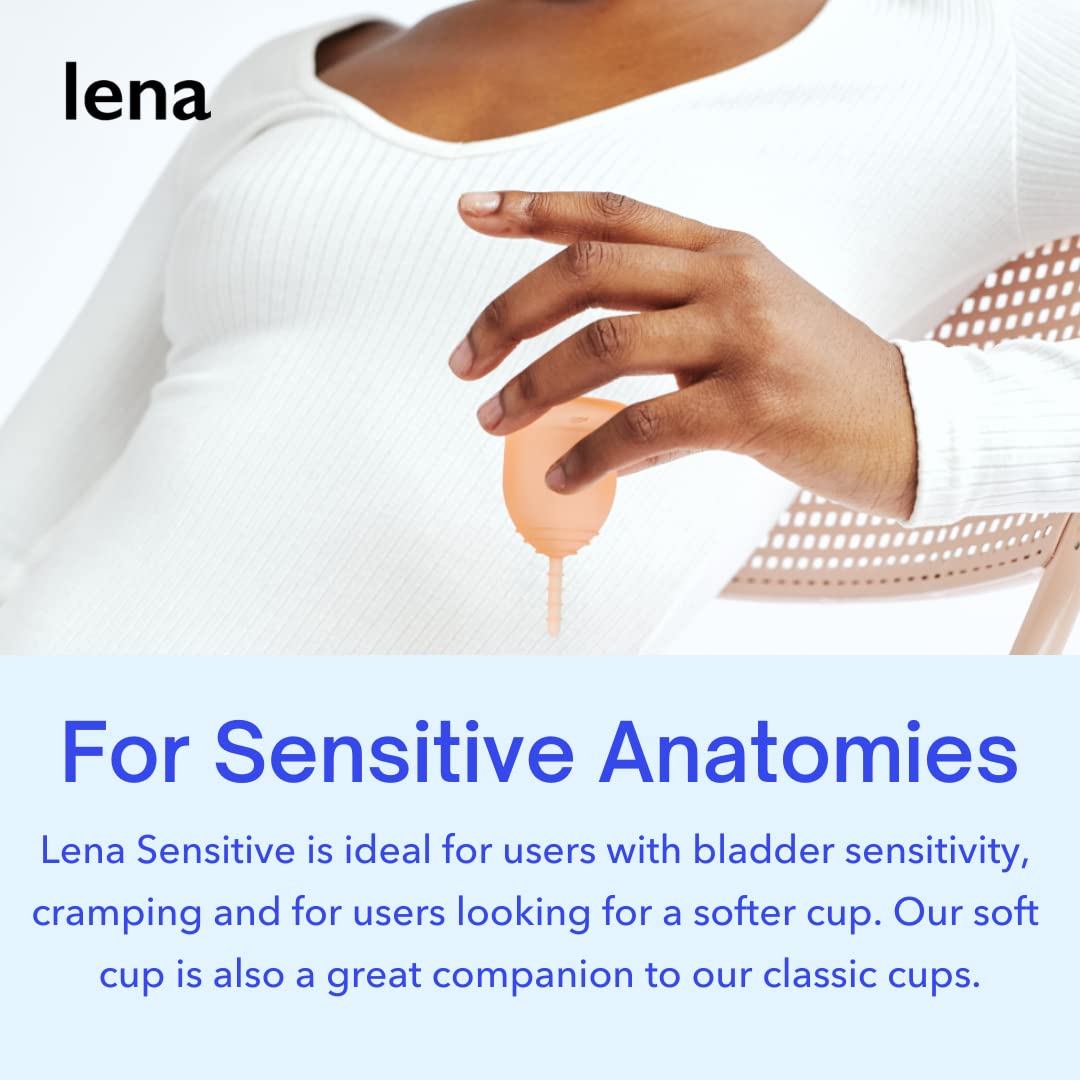 LENA Sensitive Menstrual Cup 2 Pack – Small & Large Reusable Silicone Cups (BPA-Free)