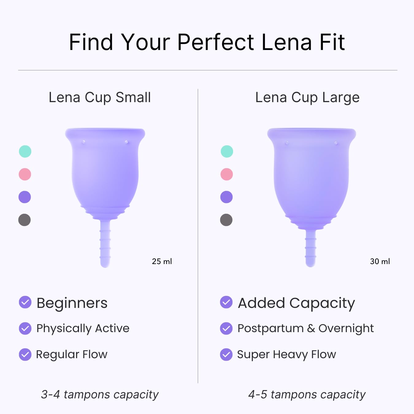LENA Menstrual Cup Original Large Pink – Heavy Flow, 12-Hour Leak-Free Reusable Silicone