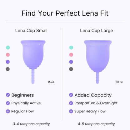 LENA Menstrual Cup Original Large Pink – Heavy Flow, 12-Hour Leak-Free Reusable Silicone