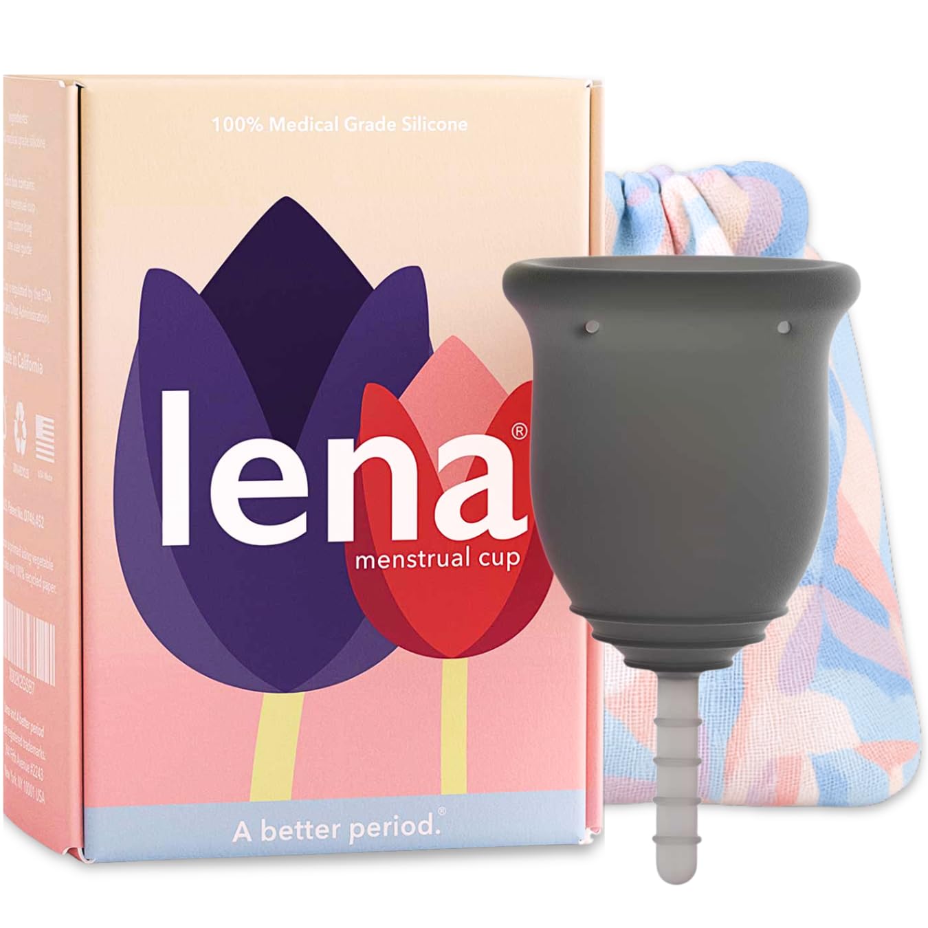 Lena Cup Original Small Gray – Reusable Silicone Menstrual Cup, 12-Hour Leak-Free Comfort | Beginner-Friendly