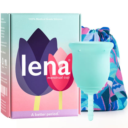 Lena Cup Original Small Turquoise – Reusable Silicone Menstrual Cup for Regular Flow, 12-Hour Leak-Free