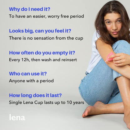 LENA Sensitive Menstrual Cup 2 Pack – Small & Large Reusable Silicone Cups (BPA-Free)