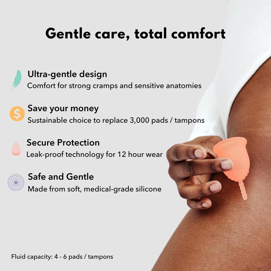 LENA Sensitive Menstrual Cup 2 Pack – Small & Large Reusable Silicone Cups (BPA-Free)