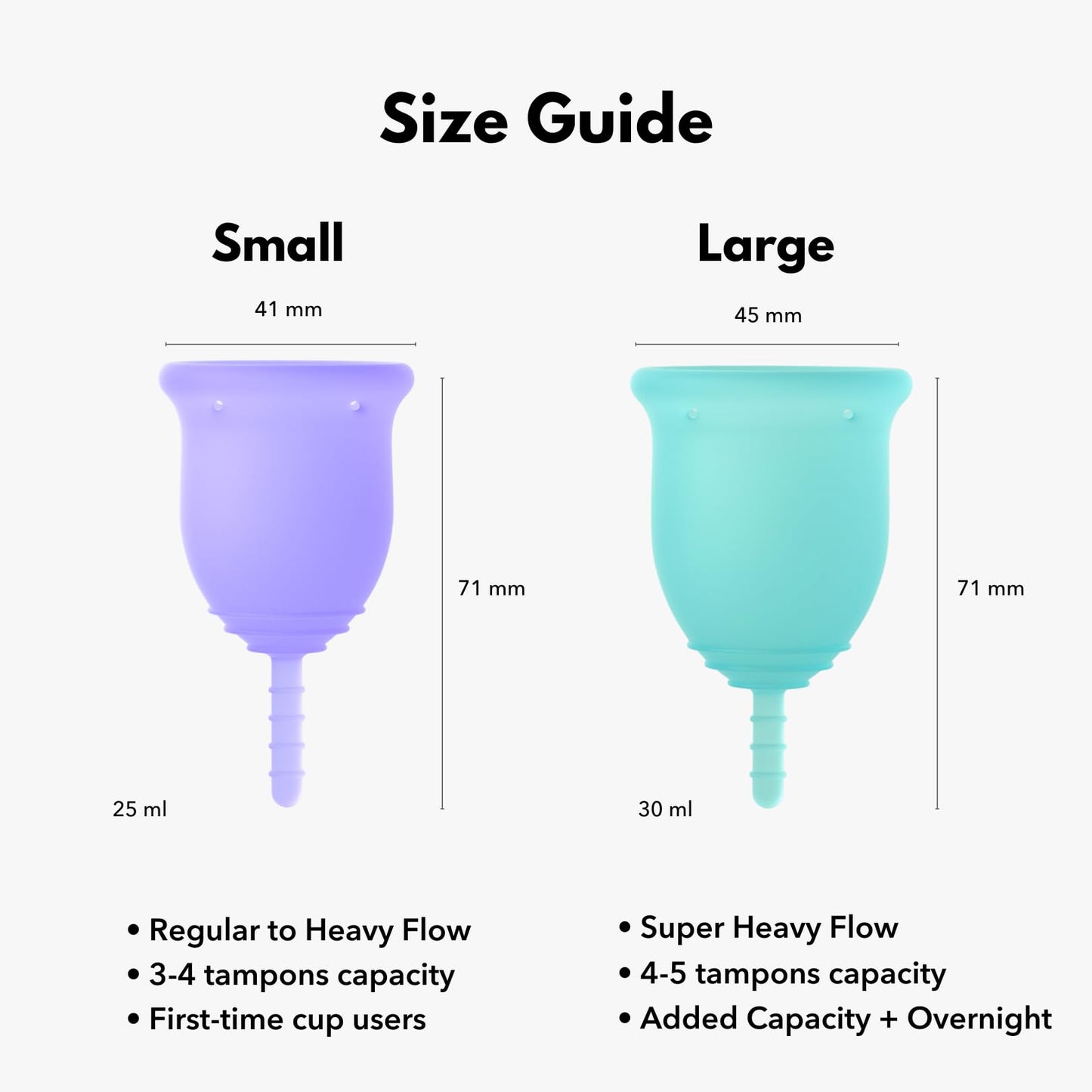 LENA Sensitive Menstrual Cup 2 Pack – Small & Large Reusable Silicone Cups (BPA-Free)