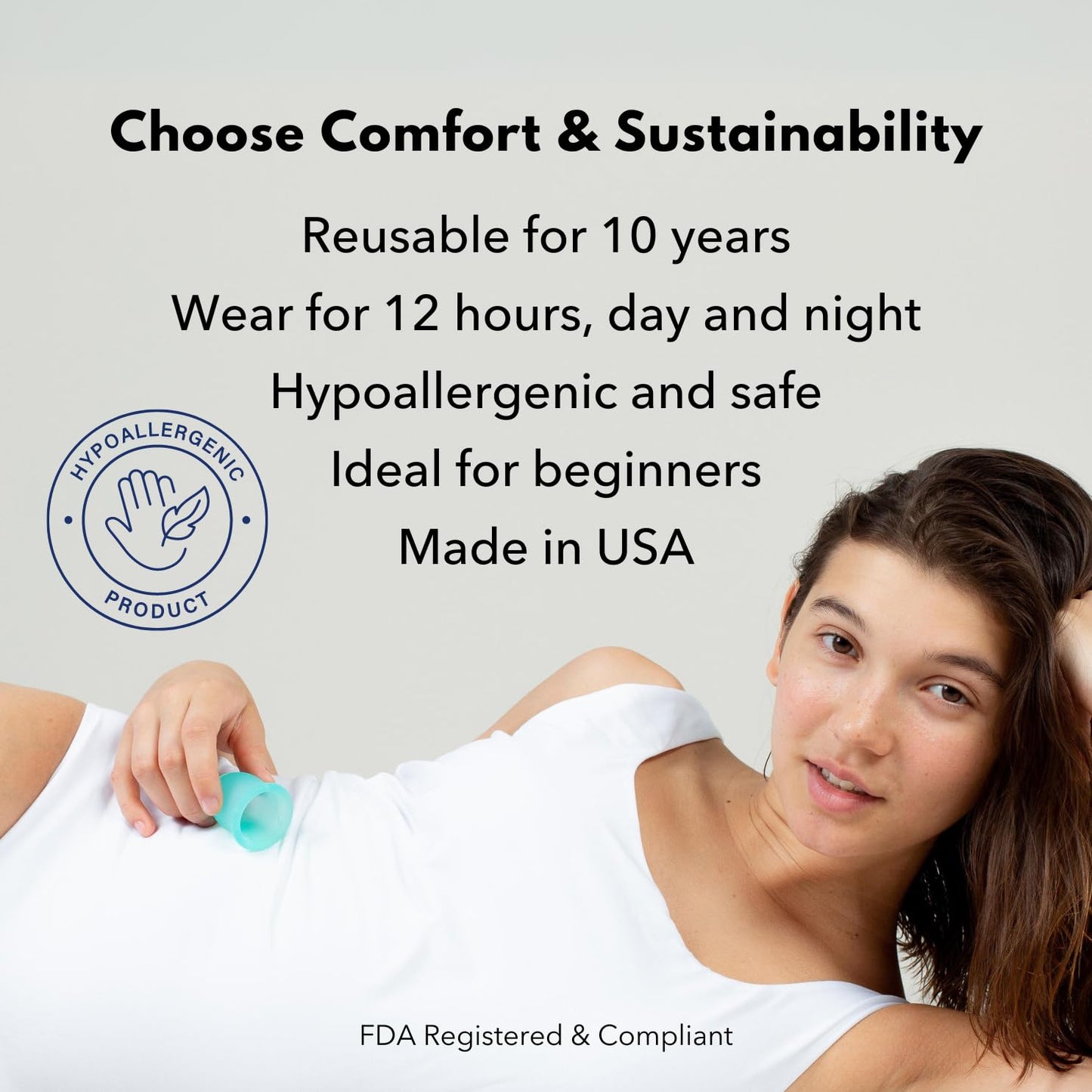 LENA Sensitive Menstrual Cup 2 Pack – Small & Large Reusable Silicone Cups (BPA-Free)