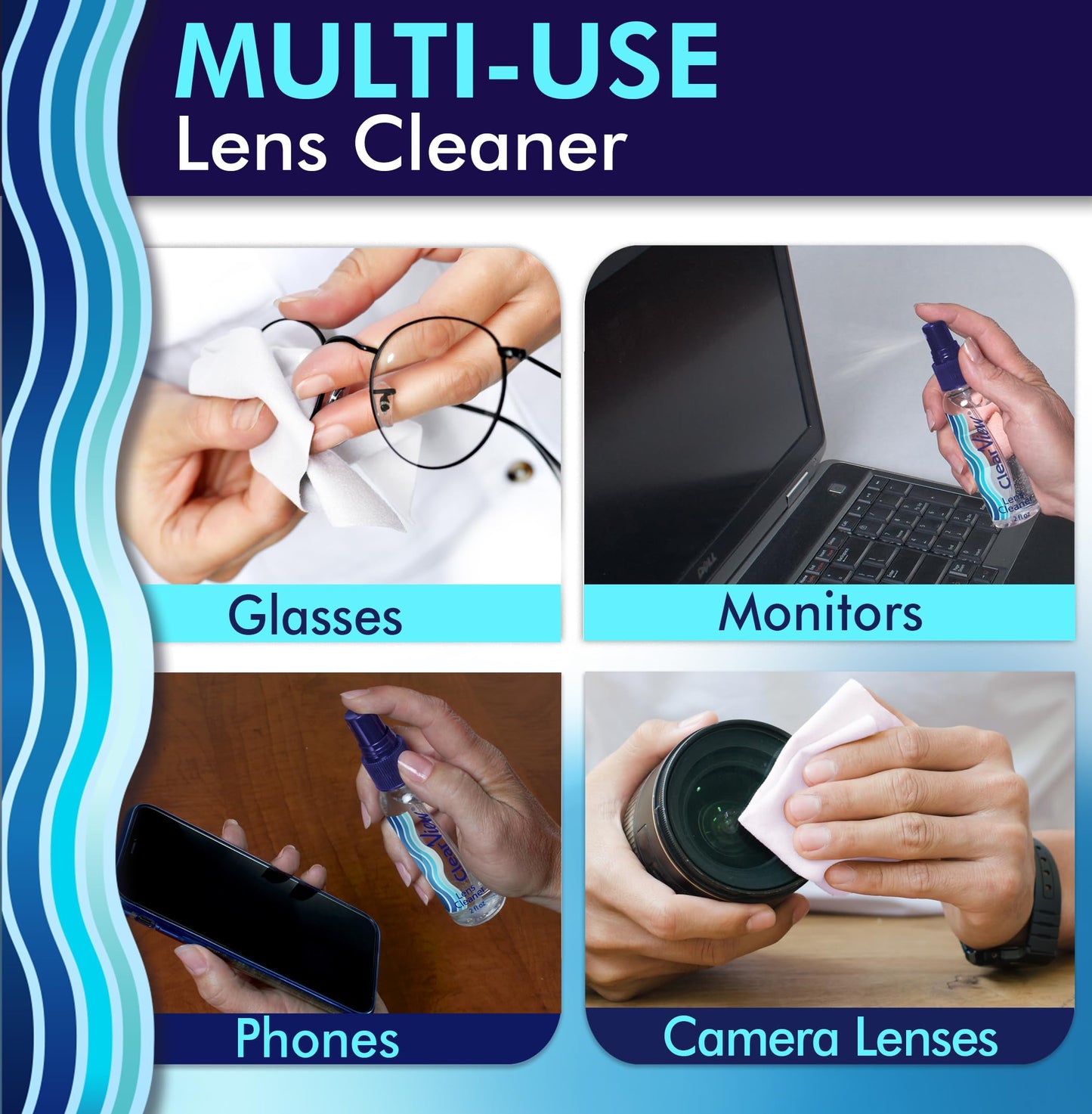 Lens Cleaner Spray – 25 Pack 2oz | Streak-Free Glasses & Screen Cleaning