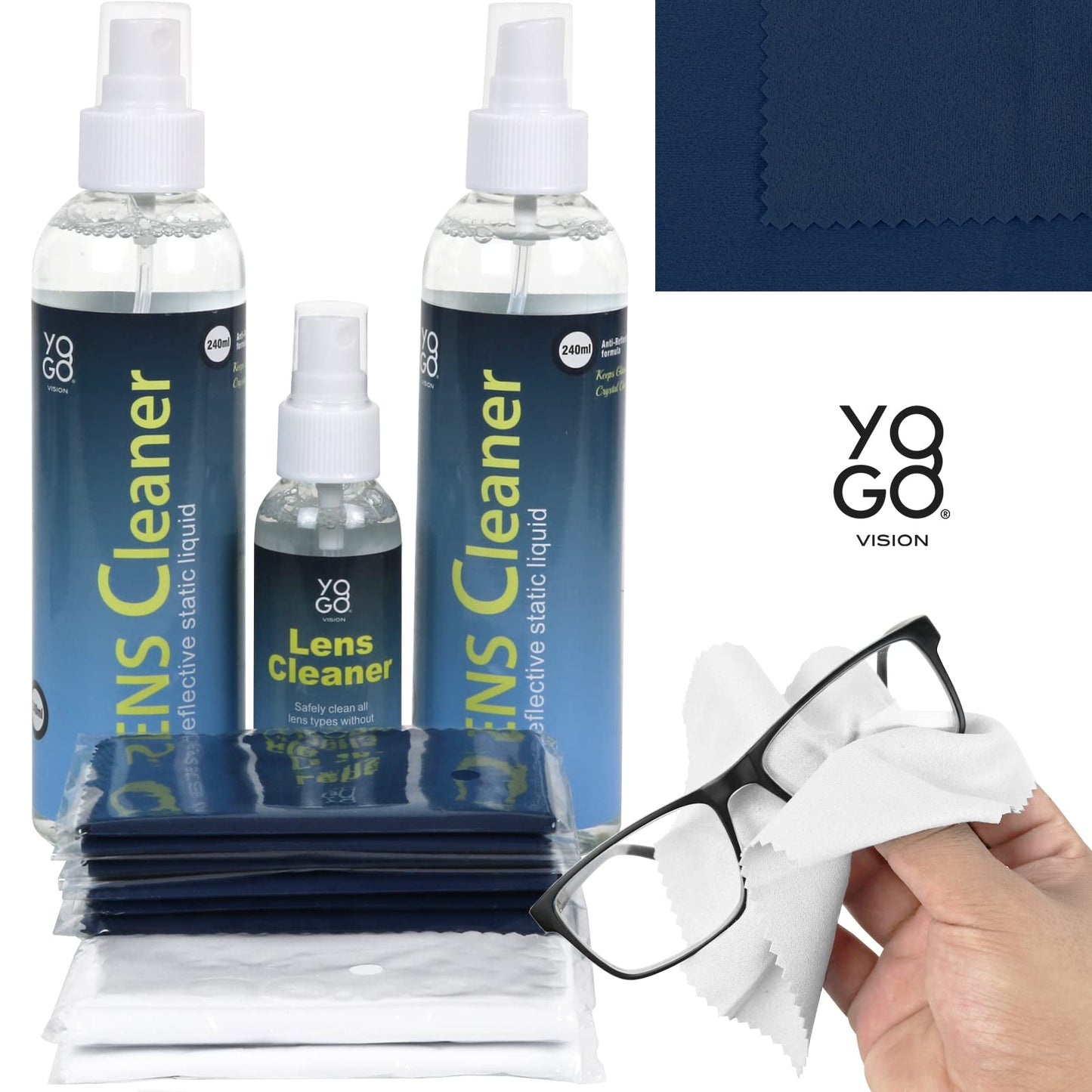 Lens Cleaner Spray 3 Eyeglass Cleaner Kit with Ammonia – Streak-Free, Safe for Eyewear & Electronics