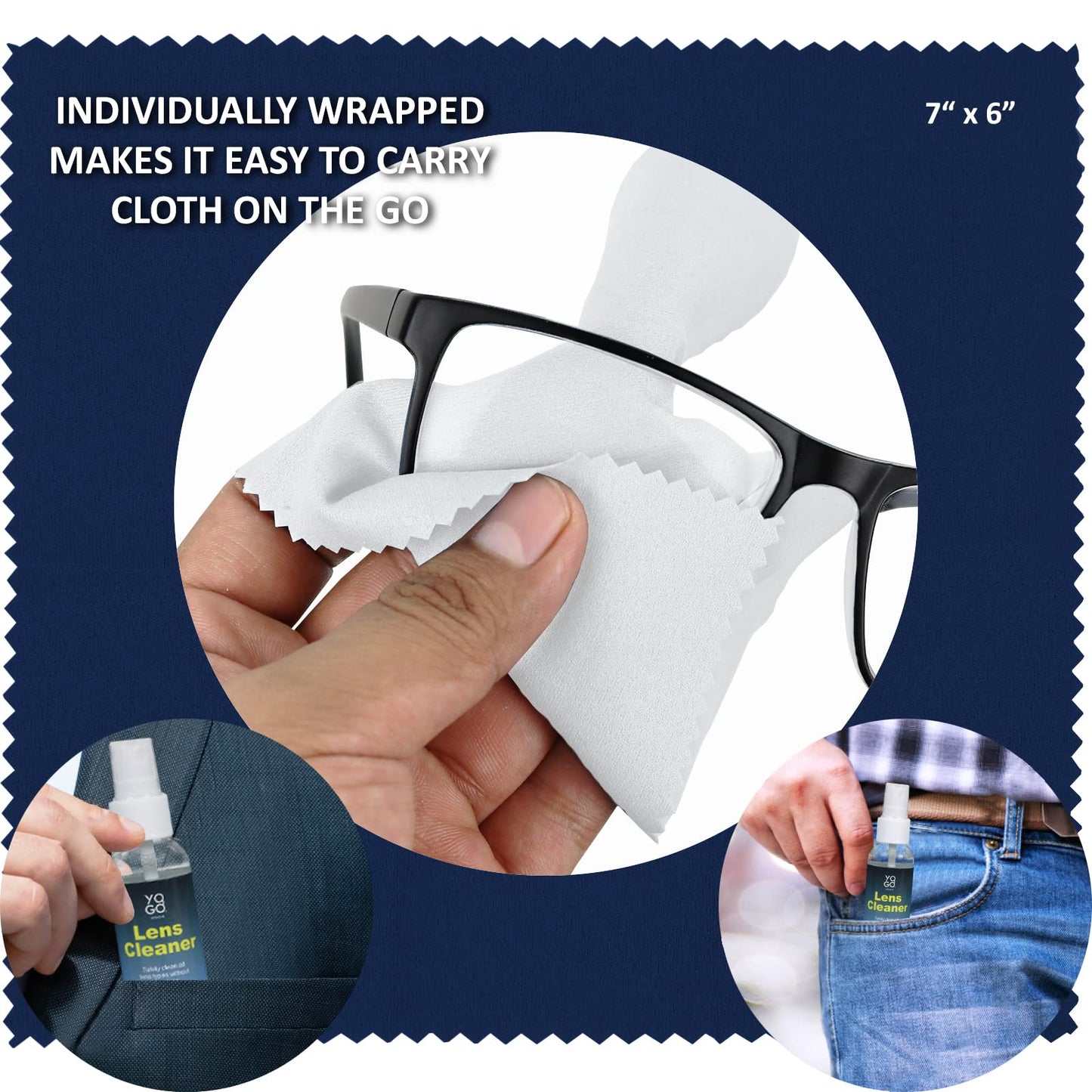 Lens Cleaner Spray Kit – 2 Eyeglass Bottles + 4 Microfiber Cloths | Streak-Free, Safe for Eyewear & Electronics