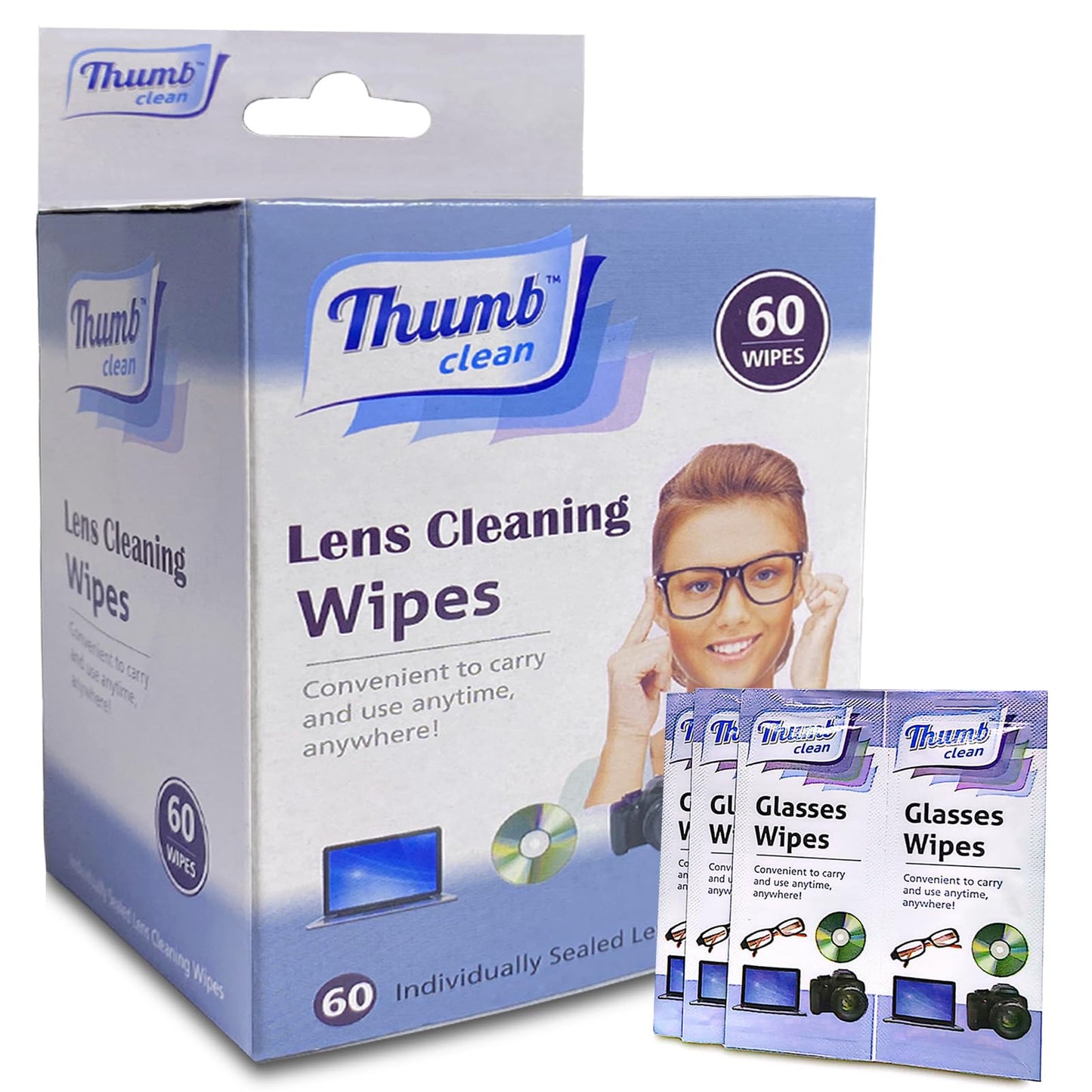 60-Count Lens Cleaning Wipes - Individually Wrapped & Quick-Dry