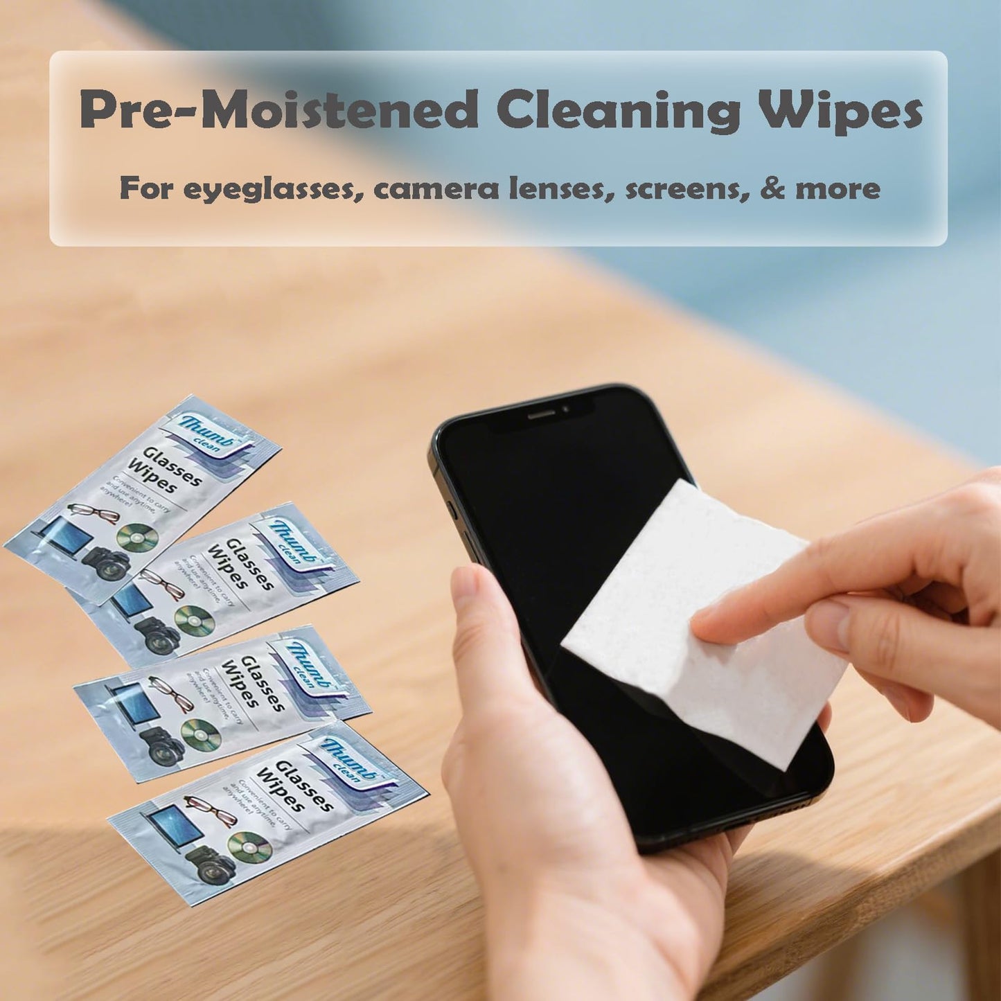 60-Count Lens Cleaning Wipes - Individually Wrapped & Quick-Dry