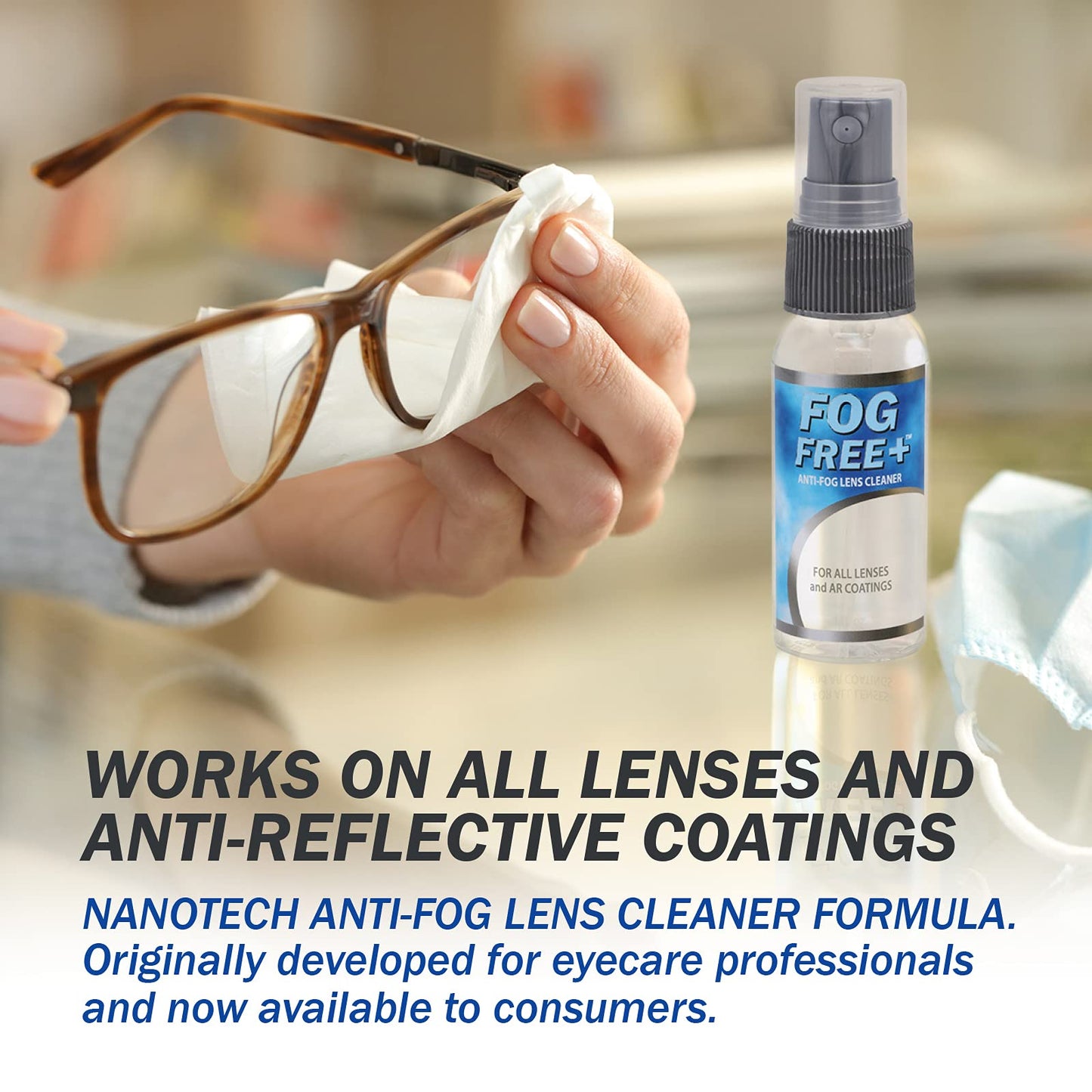Fog Free Plus Anti-Fog Spray for Glasses - 1 oz | Lens Cleaner & Defogger