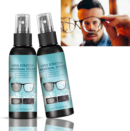 Lens Scratch Removal Spray – 2x100ml | Eyeglass Cleaner for Glasses, Sunglasses, Camera Lenses, Screens