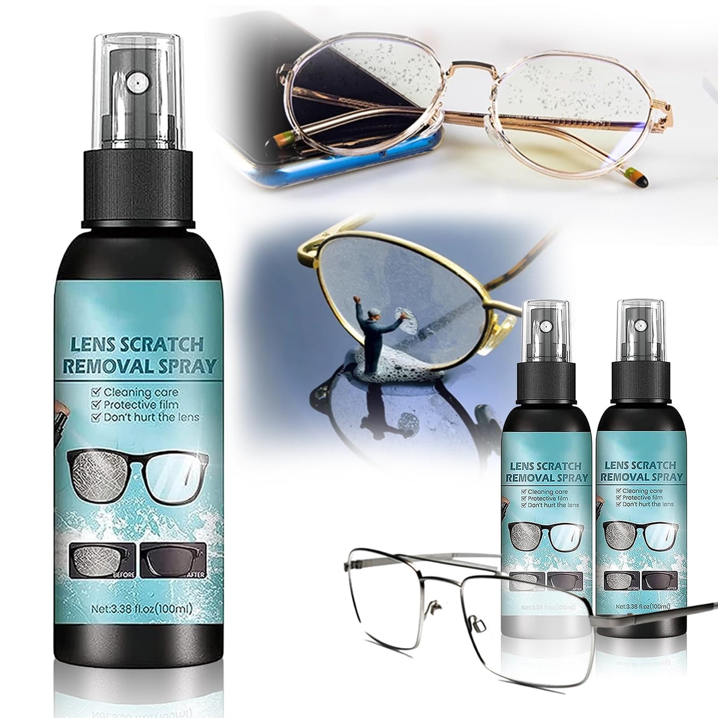 Lens Scratch Remover for Eye Glasses – Eyeglass & Lens Scratch Remover (100ml x2)